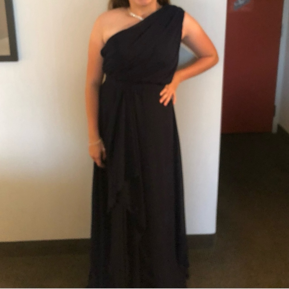 Elegant One-Shoulder Blue Evening Dress
